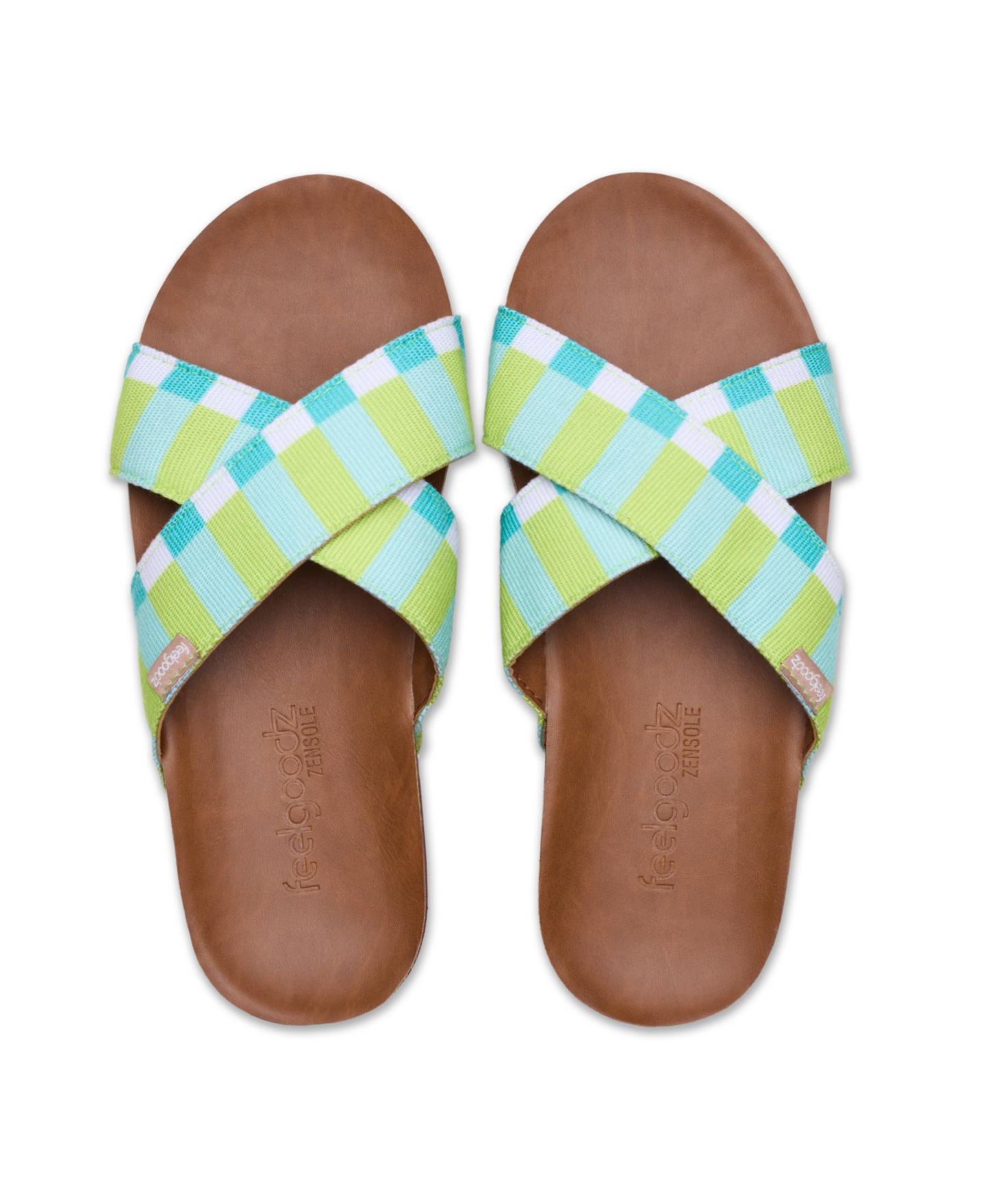 Женские сандалии Feelgoodz Zensole Cascades Faux Leather Double Strap Slide, цвет: Hayes — фото 4