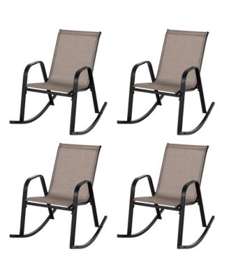 Set of 4 Metal Rocking Chair Heavy-Duty Rocker Outdoor Anti-Slip Patio