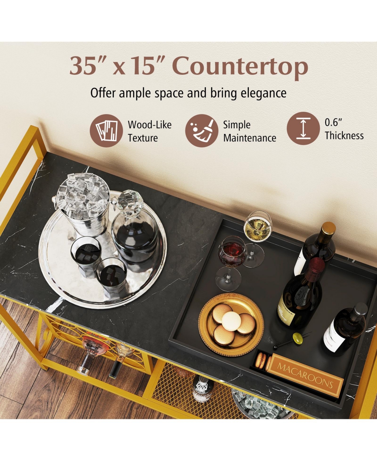 Slickblue 21 Bottle Wine Rack Freestanding Floor Organizer with Glass Holder