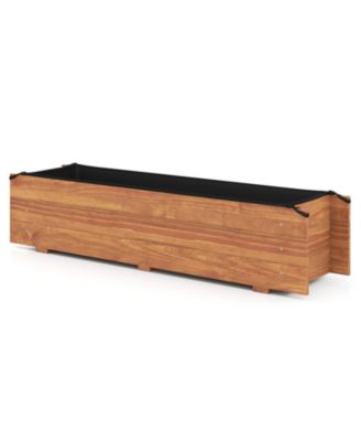 Pine Wood Raised Planter Box with Built-In Drainage