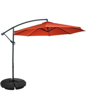 Outdoor Steel Offset Cantilever Patio Umbrella with Round Base Set - 10'