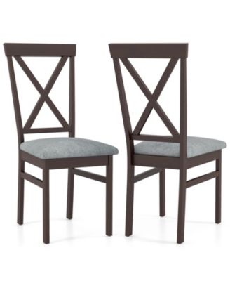 Modern Dining Chairs Set of 2 with Rubber Wood Frame Hollowed Backrest for Kitchen