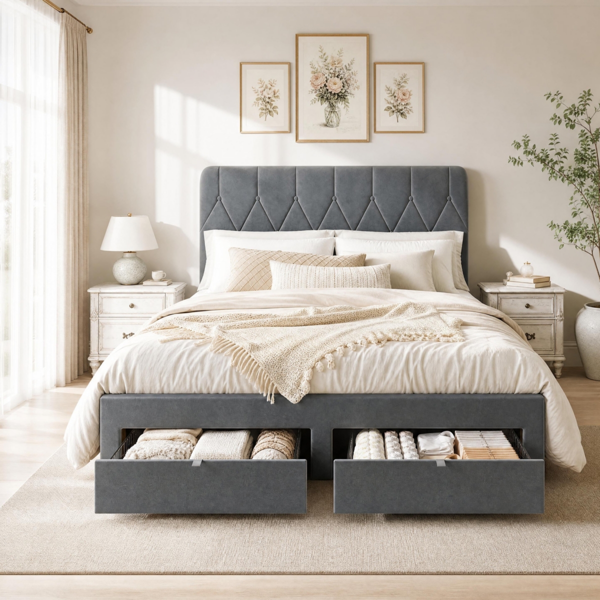 Homfan Headboard bed frame