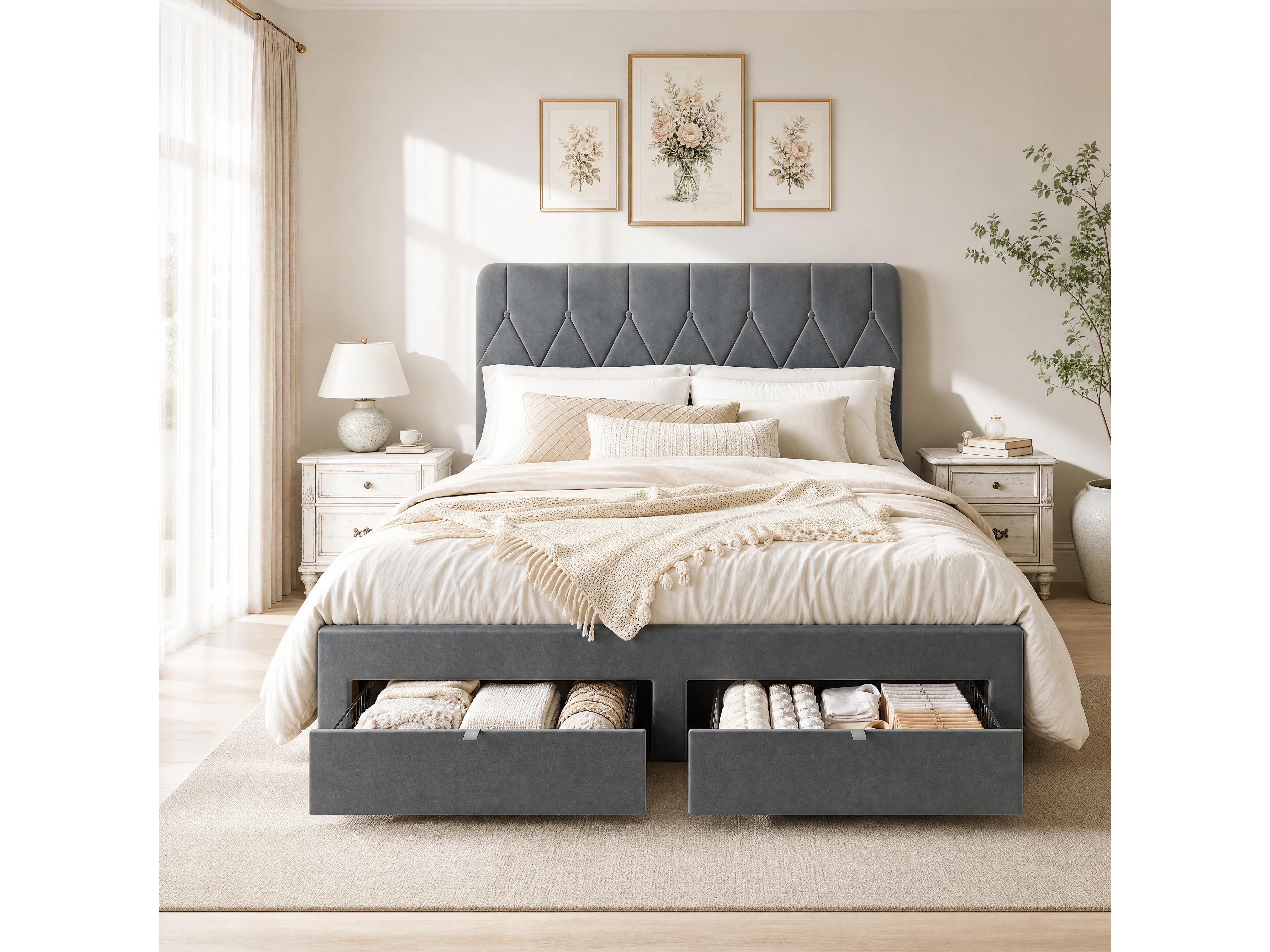 Homfan Headboard bed frame