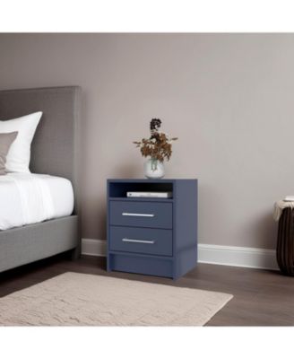 Nightstand, 2 Drawers, Open Shelf, Modern Bedroom Storage