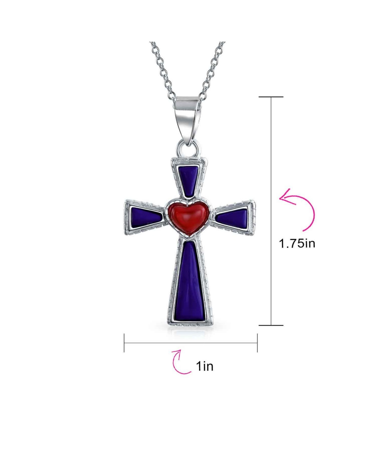 Bling Jewelry Turquoise Lapis and Heart Religious Cross Necklace Pendant