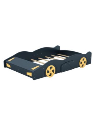 Race Car Shaped Platform Bed, with Wheels and Storage, Wood Car Bed Frame, No Box Spring Needed, Easy Assembly