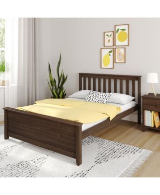 Bed Frame with Headboard, Solid Wood Platform Bed for Kids