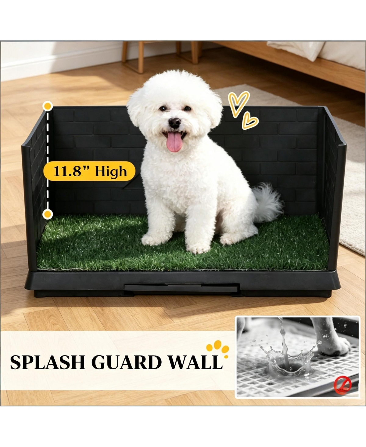 Aostirmotor Pet Toilet,Dog Grass Pad with Semi-Enclosed Walls