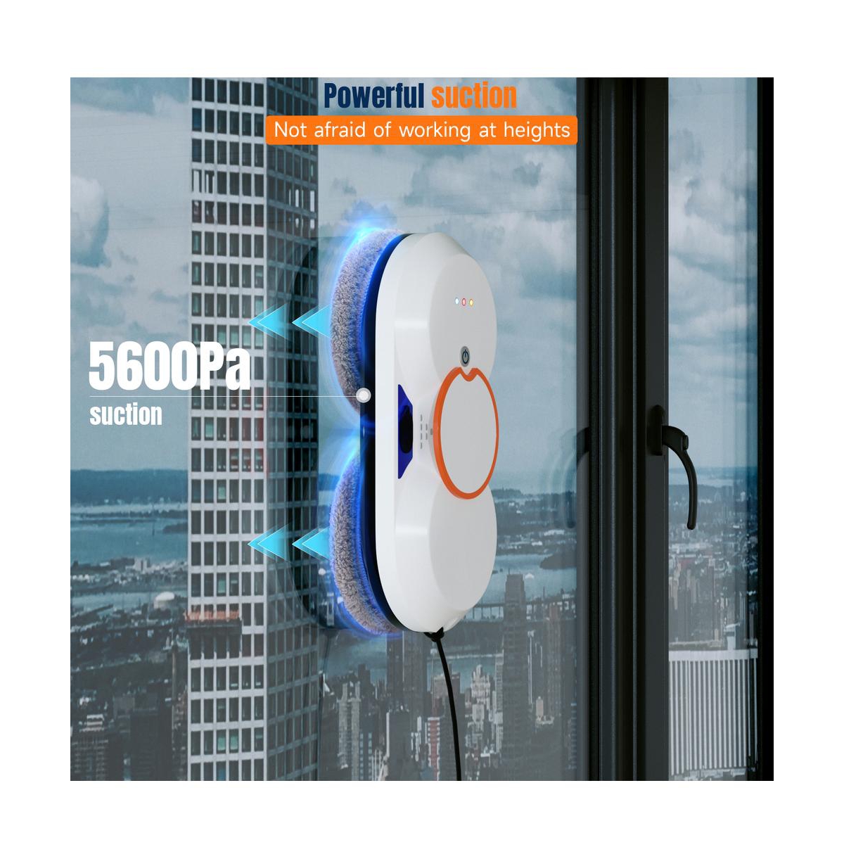 Topteng Window Cleaning Robot – 5600Pa Suction, Dual Spray, Dry/Wet Modes & Ups Backup