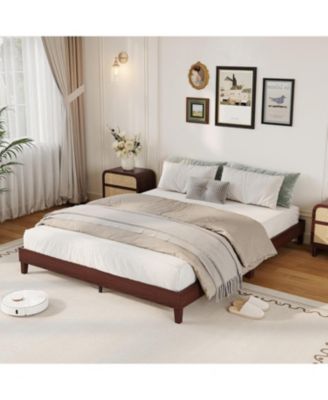 Bed Frame,9 Inch Natural Sturdy Wood Platform Bed Without Headboard,Wooden Bed Frame with Strong Wood Slats Support,No Box Spring Neededd