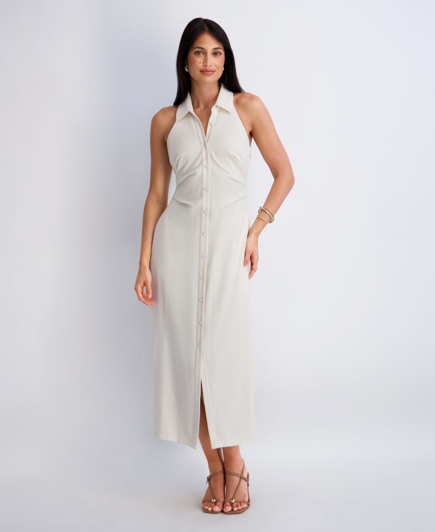 Women's Collared Sleeveless Woven Dress