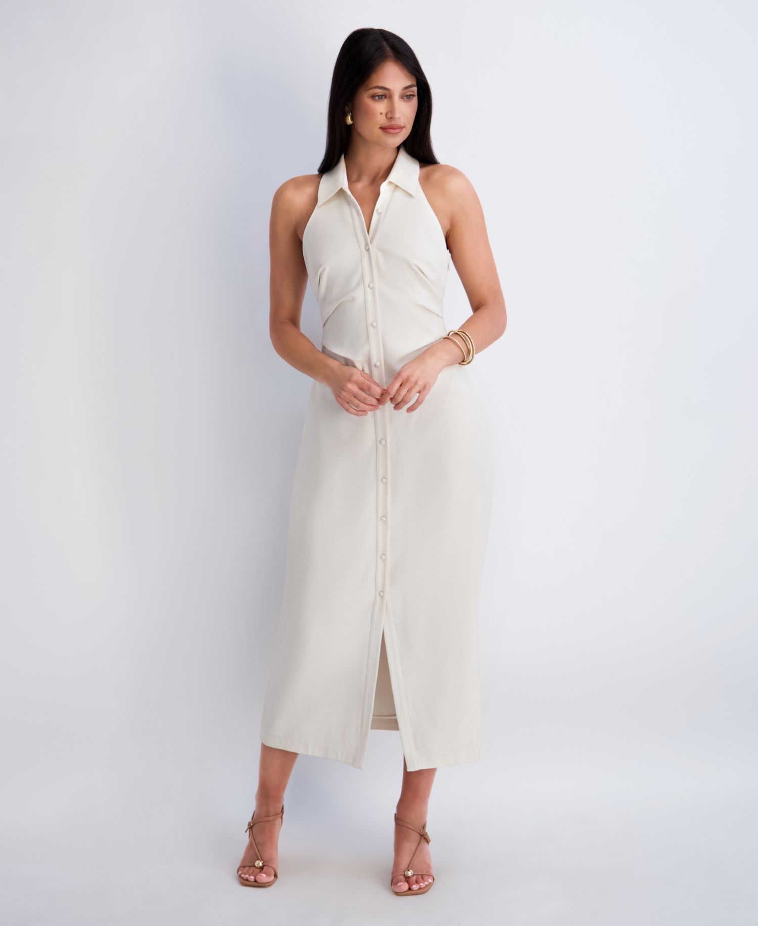 Women's Collared Sleeveless Woven Dress