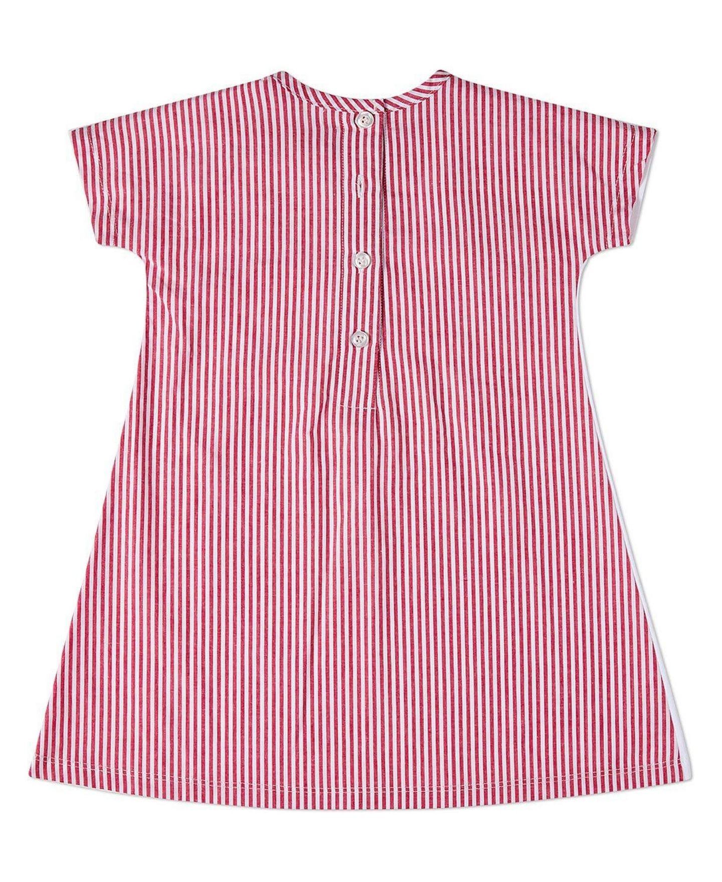 Платье MeMoi Striped Solid The 2-8 Favorite Purse Cotton-Rich A-Line Dress для девочек, цвет: Белый красный — фото 2