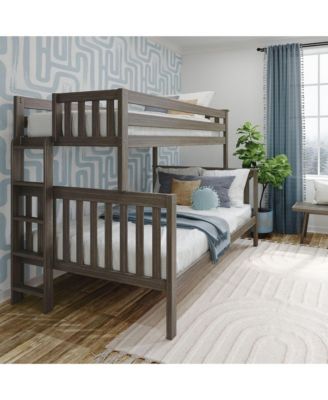 Solid Wood Bunk Bed, Twin over Full with Ladder on End for Kids