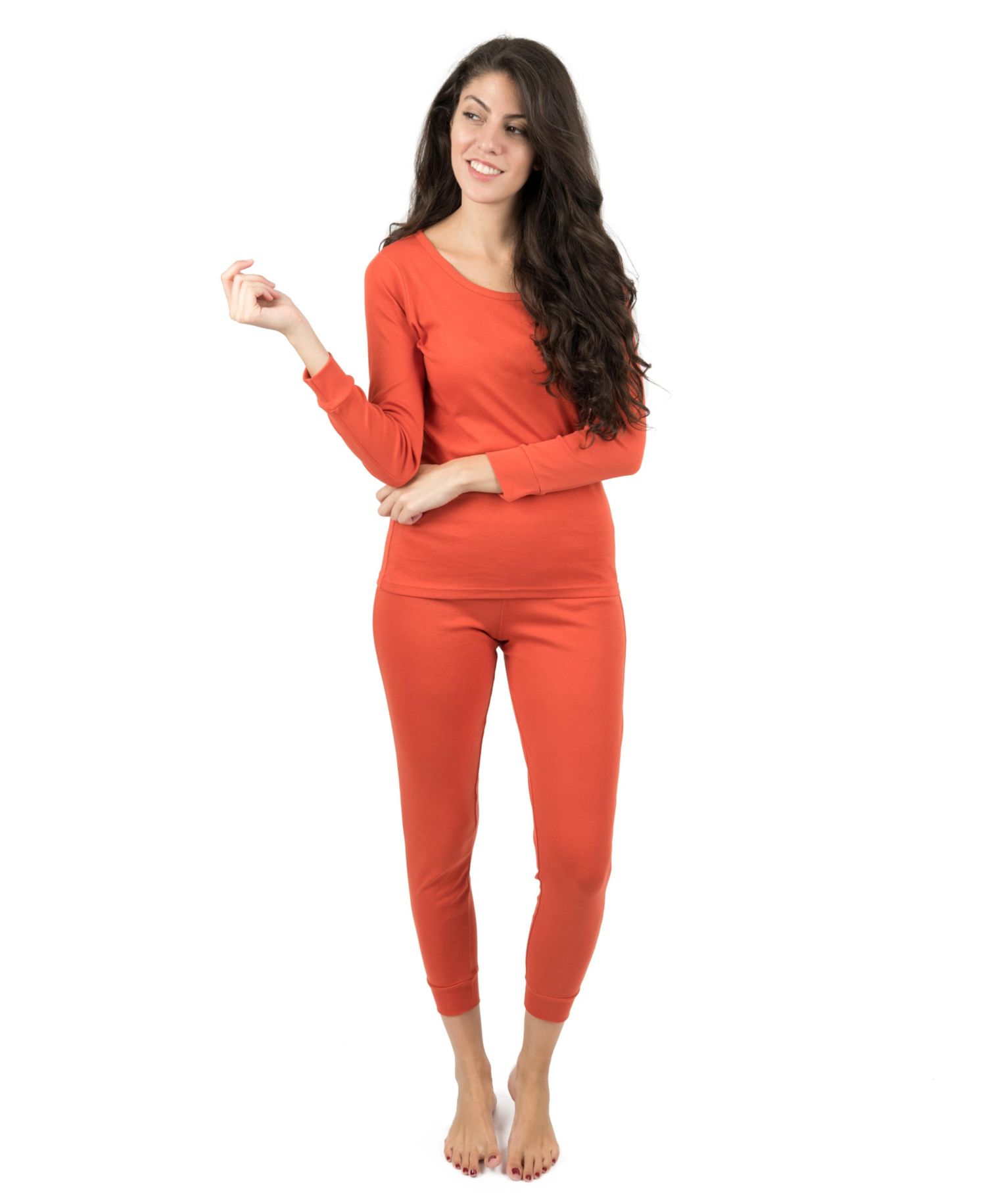 Womens Matching Family Two Piece Cotton Long Sleeve Shirt and Pants Solid Color Pajamas