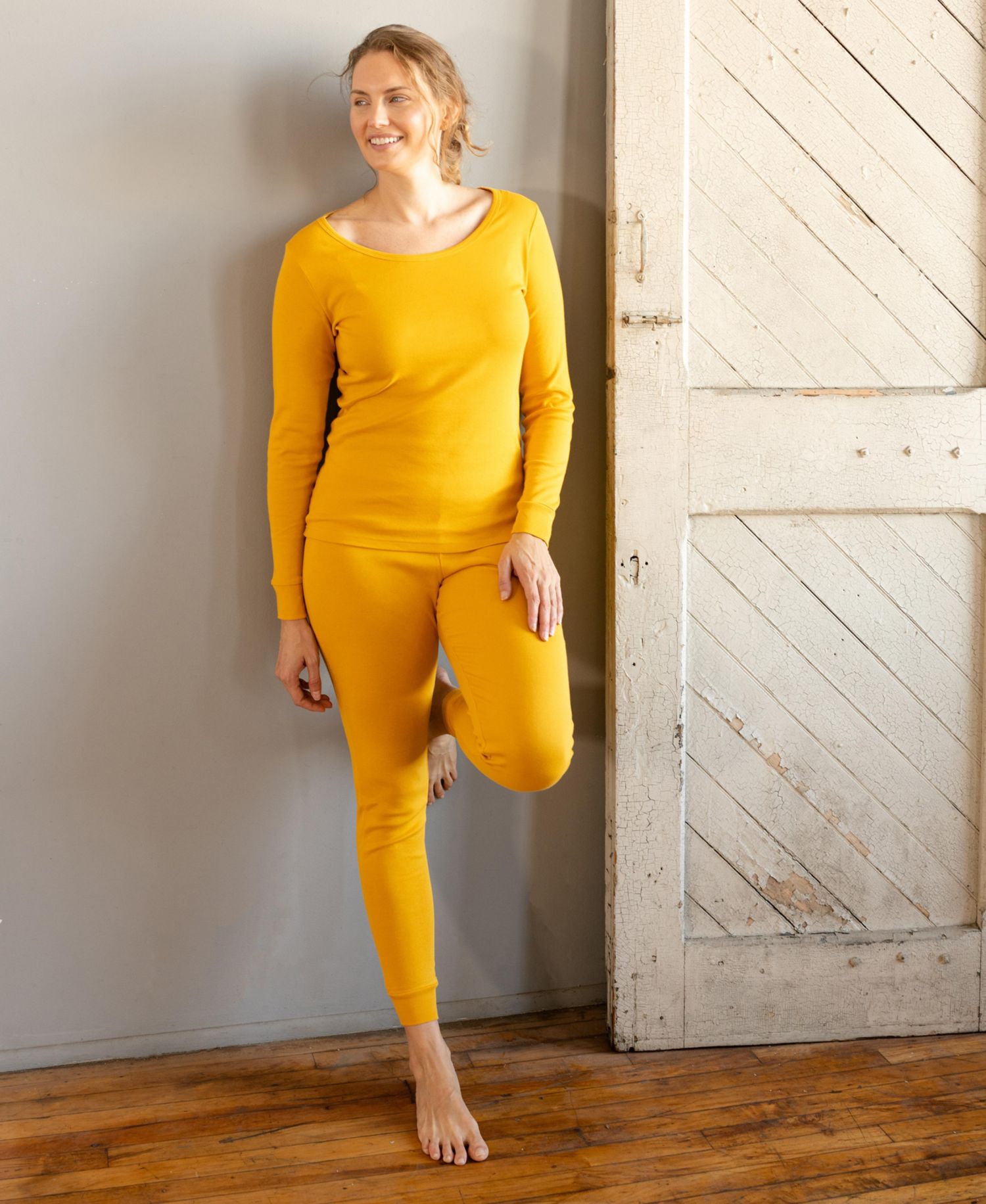 Womens Matching Family Two Piece Cotton Long Sleeve Shirt and Pants Solid Color Pajamas