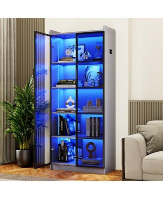 Display Cabinet with Doors and Adjustable Shelves