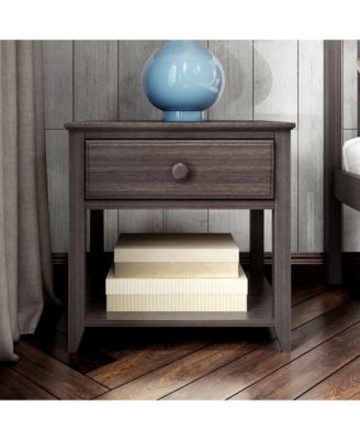 Max and Lily Nightstand with Storage Drawer, Small Solid Wood Bedside, Side Tables for Bedroom