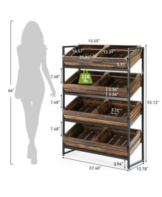 4-Tier Fruit and Vegetable Storage Basket Stand Rack, Retail Display Shelf, Large Snack Shelf