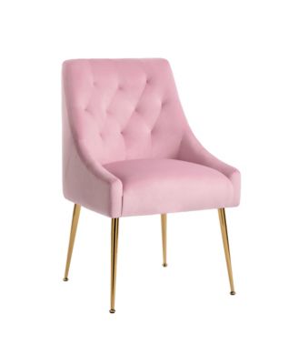 Velvet Upholstered Dining Chairs Set of 4, Mid Century Modern Kitchen Chairs with 5.12 inches Cushions and Back Pull Rod