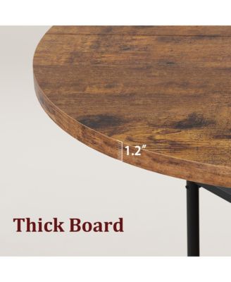 Round Dining Table for 4 with 2-Tier Storage Shelves and Roman Metal Legs, 47.0 in Kitchen Table