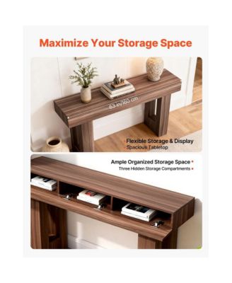 63 Inch Console Table Farmhouse Desk Behind the Couch Wooden Rectangle