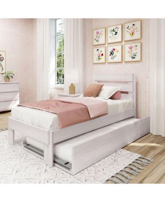 Max and Lily Solid Wood Farmhouse Twin Bed with Plank Headboard and Trundle