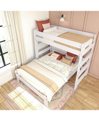 Max and Lily Solid Wood Modern Farmhouse Bunk Bed, L-Shaped Twin over Queen Bed Frame For Kids