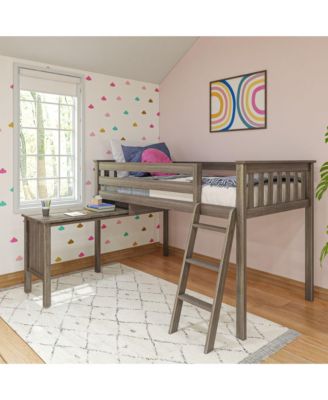 Max and Lily Solid Wood Twin Loft Bed, Loft Bed with Pull Out Desk and Ladder for Kids