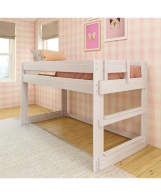 Max and Lily Farmhouse Twin Low Loft Bed, White Wash