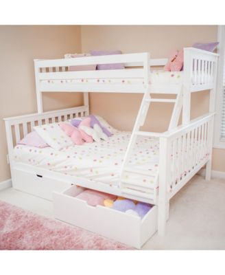 Max and Lily Bunk Bed, Twin XL-Over-Queen Bed Frame for Kids with Storage Drawers, Clay