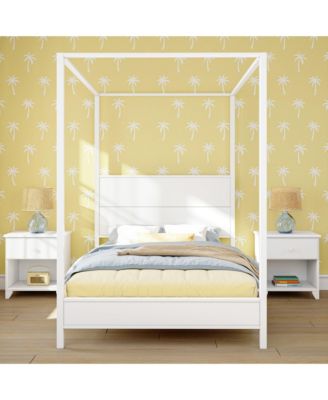 Max And Lilly Haven Canopy Bed with Square Post and Wood Headboard (Full), Blonde