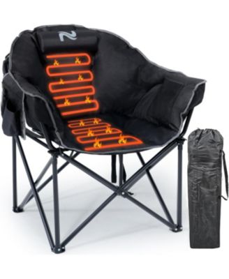 Oversized Heated Camping Chair - Portable Folding Moon Saucer with 3 Heat Levels for Outdoor Patio and Lounge