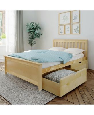 Max and Lily Full Size Bed Frame with Storage Drawers, Solid Wood Platform Bed for Kids