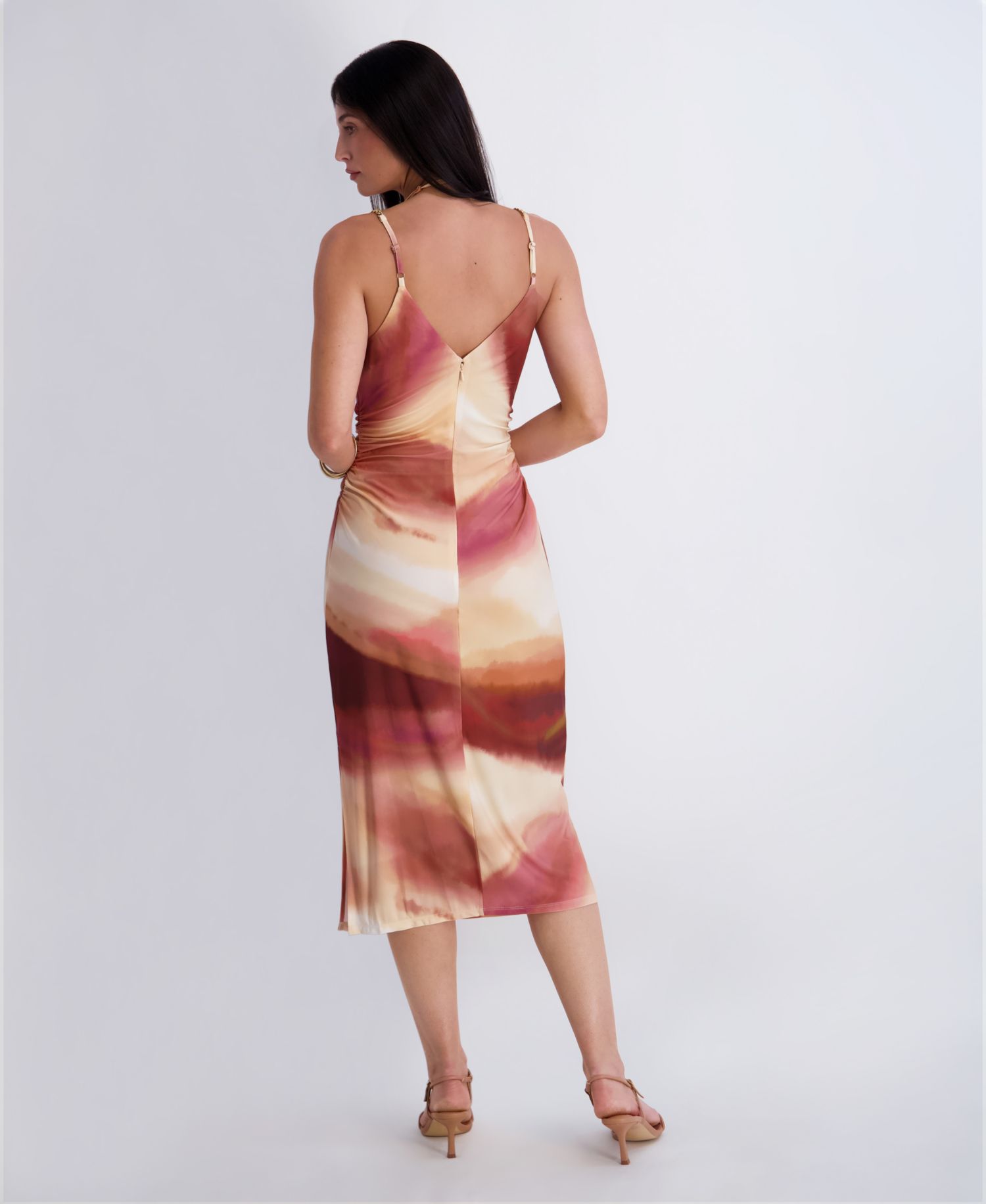 Women's Cowl Neck Printed Jersey Midi Dress