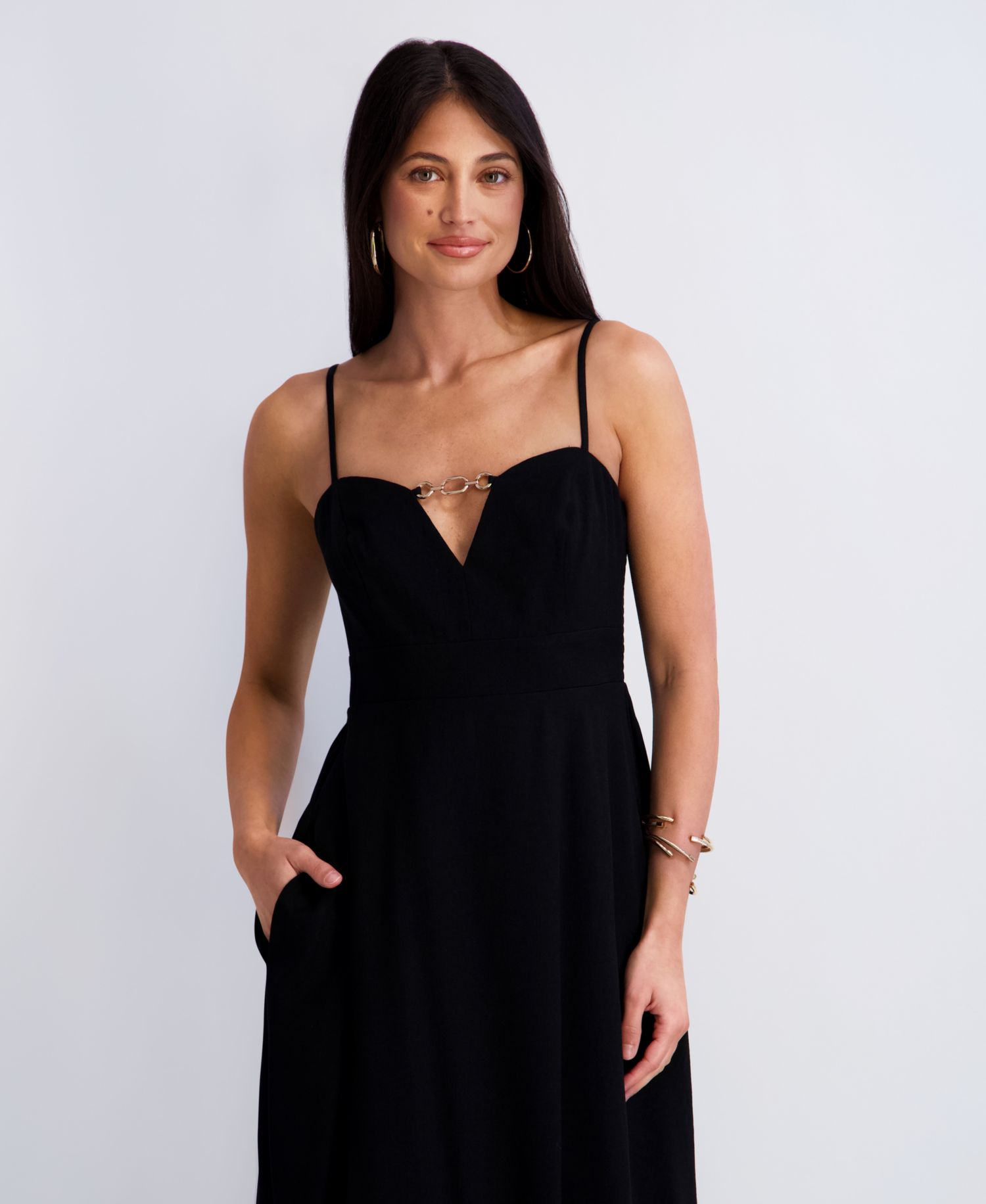 Women's Sleeveless Keyhole Detail Midi Dress