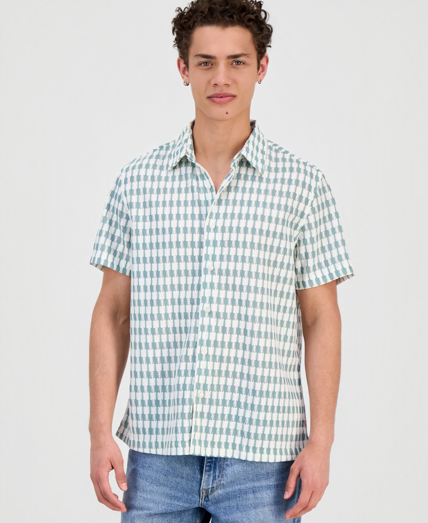 Men's Woodland Jacquard Short-Sleeve Shirt