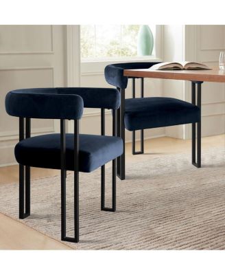 Velvet Dining Chairs Set of 2, Modern Armchairs, Metal Legs