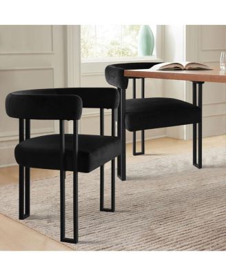 Velvet Dining Chairs Set of 2, Modern Armchairs, Metal Legs