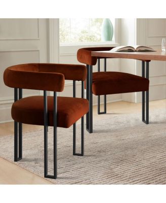 Velvet Dining Chairs Set of 2, Modern Armchairs, Metal Legs