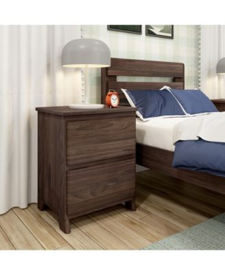 Solid Wood Farmhouse Nightstand with 2 Drawers