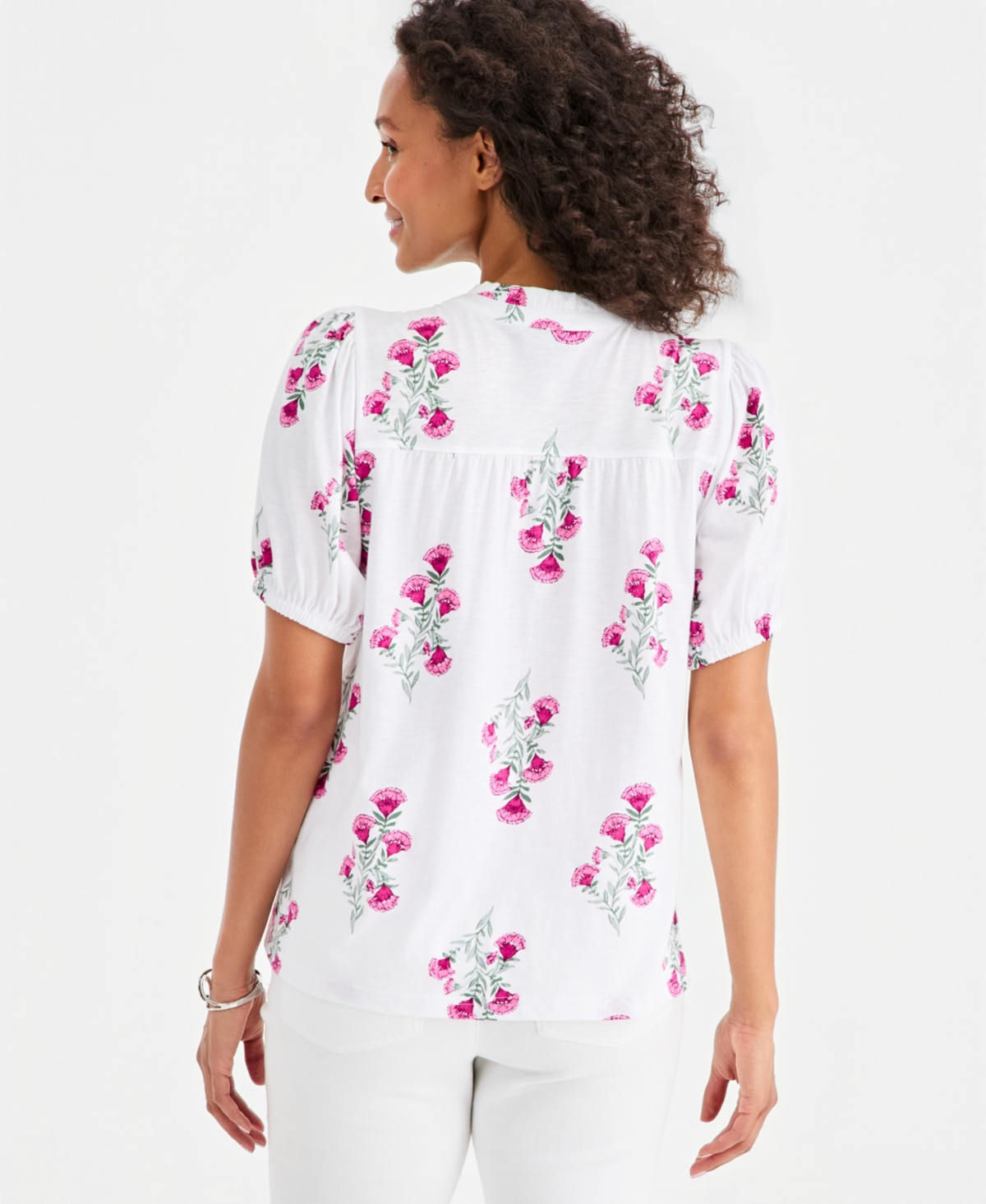 Style & Co Women's Printed Split-Neck Knit Top, Macy's Exclusive