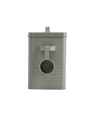 Storied Home Metal Laundry Powder Container with Lid and Scoop, Grey