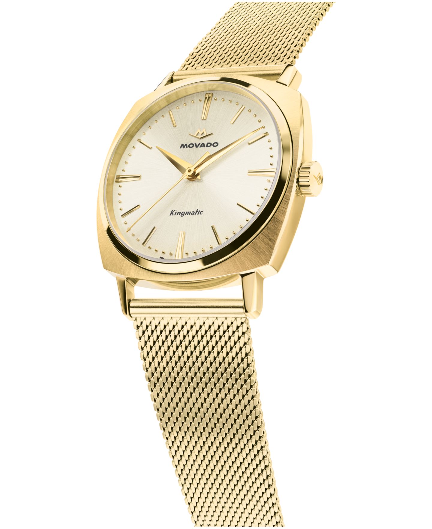 Мужские часы Movado Kingmatic Swiss Automatic Ionic Plated Light Yellow Gold Steel Watch 35mm — фото 3