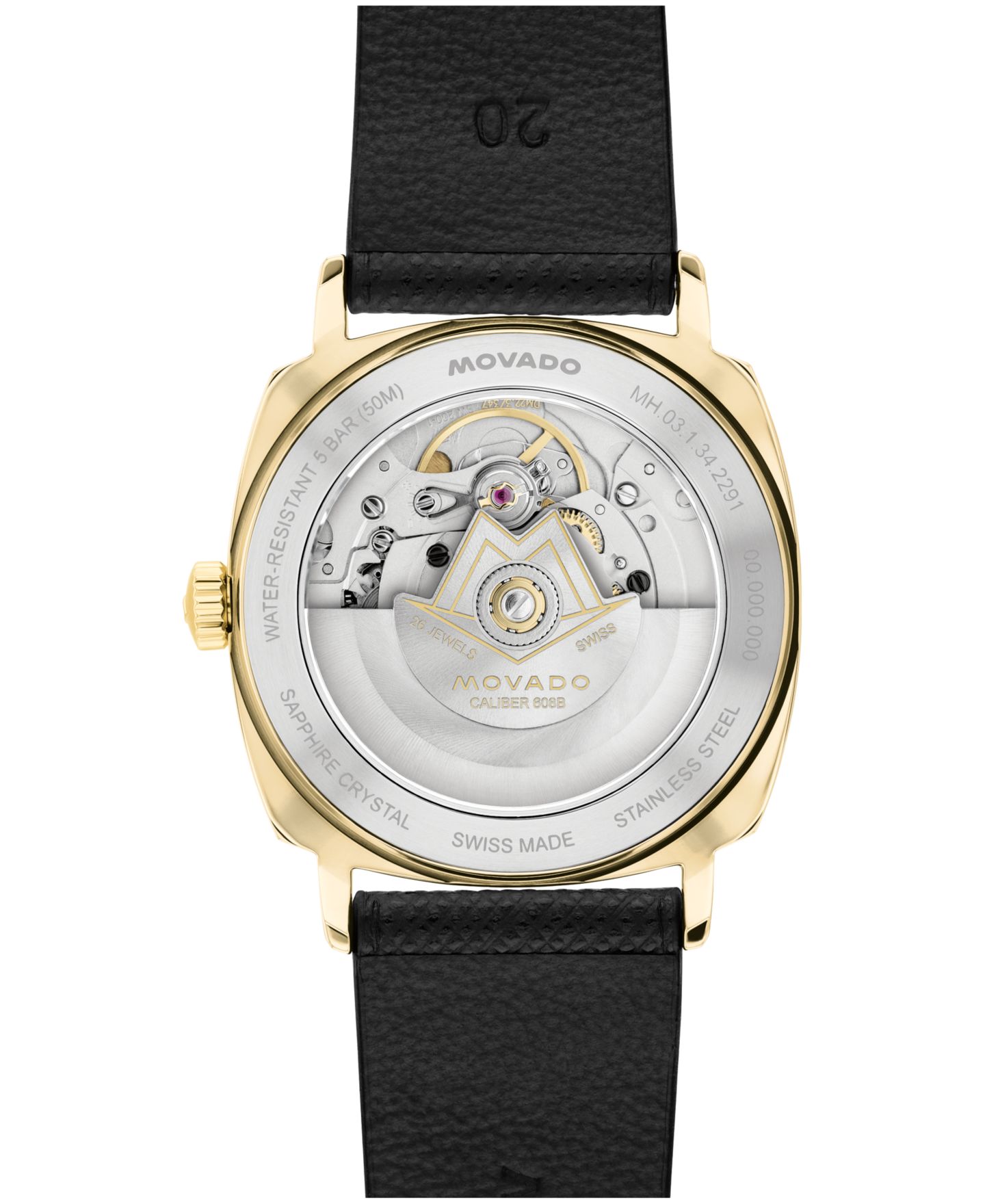 Мужские часы Movado Kingmatic Swiss Automatic Black Leather Watch 35mm — фото 2
