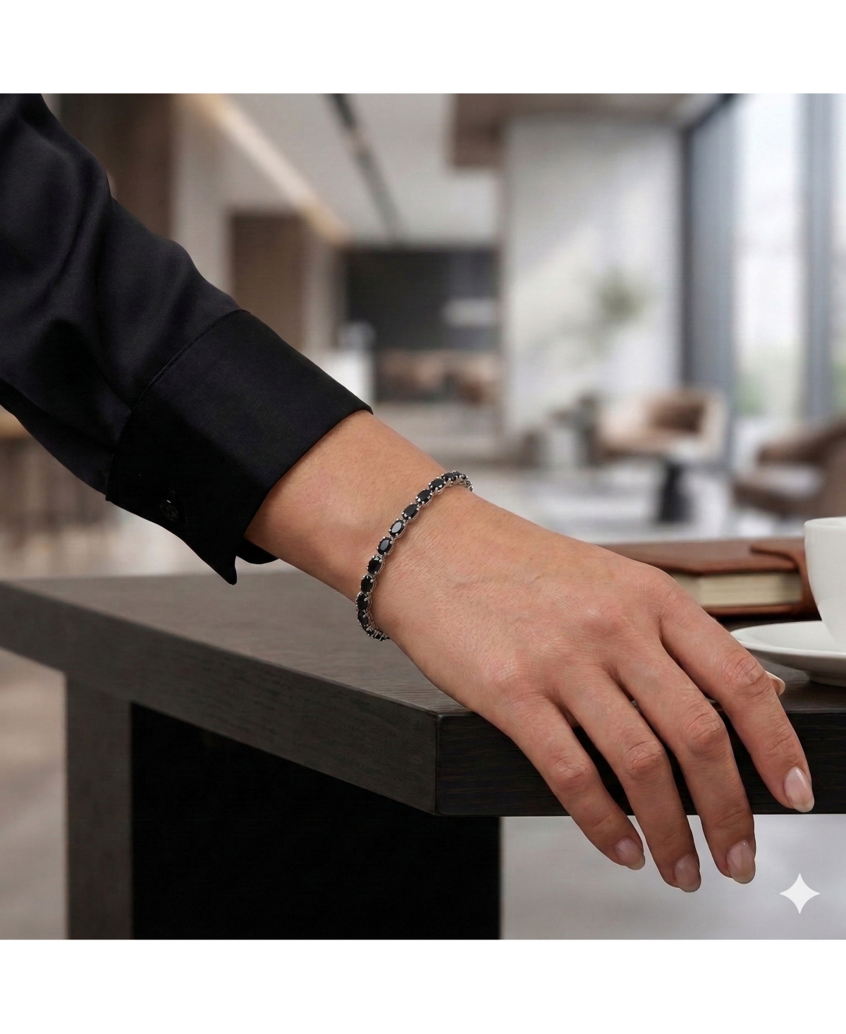 Simona Onyx Tennis Bracelet in Sterling Silver