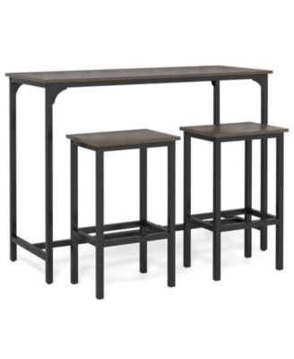 3 Piece Industrial Dining Table Set Counter Height with 2 Stools