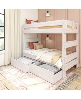 Max and Lily Solid Wood Modern Farmhouse Farmhouse Twin/Twin Bunk Bed with Storage Drawers