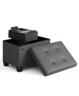 16 Inch Ottoman Storage Bench with Storage Bins - Leatherette or Fabric Finish